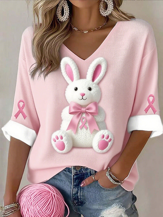 Damska wstążka z rakiem piersi z nadrukiem bawełnianym top