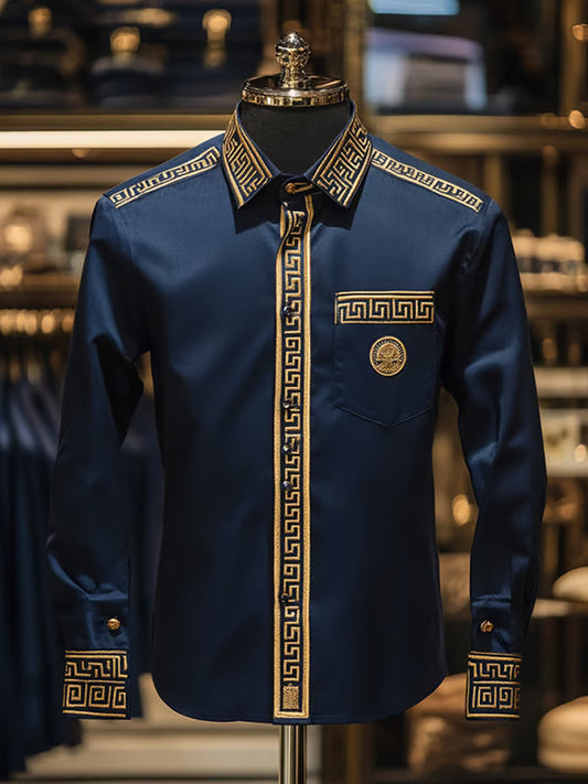 Męska biznesowa luksusowa koszula z długim rękawem w stylu biznesowym