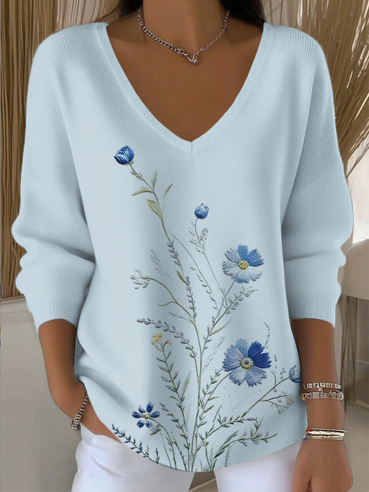 Damska koszulka z dekoltem w kwiaty w stylu vintage Daisy