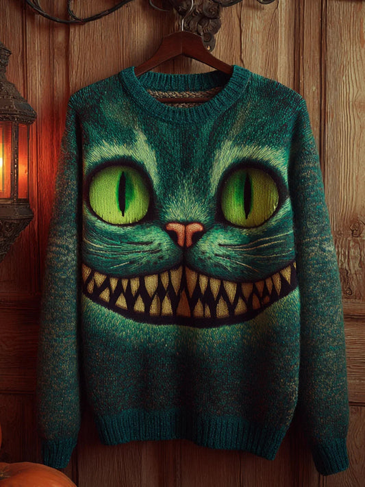 Vintage abstrakcyjny sweter z nadrukiem zwierząt na co dzień