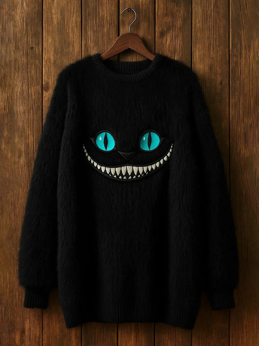 Vintage abstrakcyjny sweter z nadrukiem zwierząt na co dzień