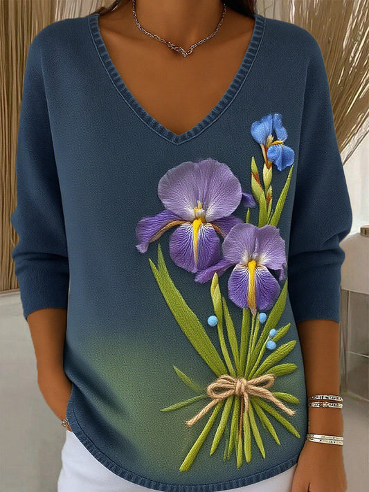 Damska koszulka z motywem kwiatowym w stylu vintage