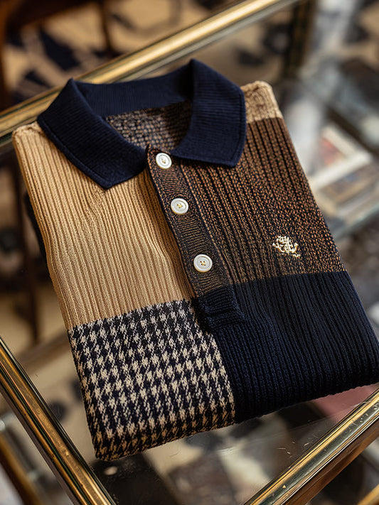 Męska koszulka polo z krótkim rękawem Retro Business Art Print Casual Comfort z dzianiny