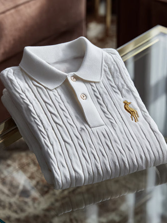 Męska koszulka polo z krótkim rękawem Retro Business Art Print Casual Comfort z dzianiny