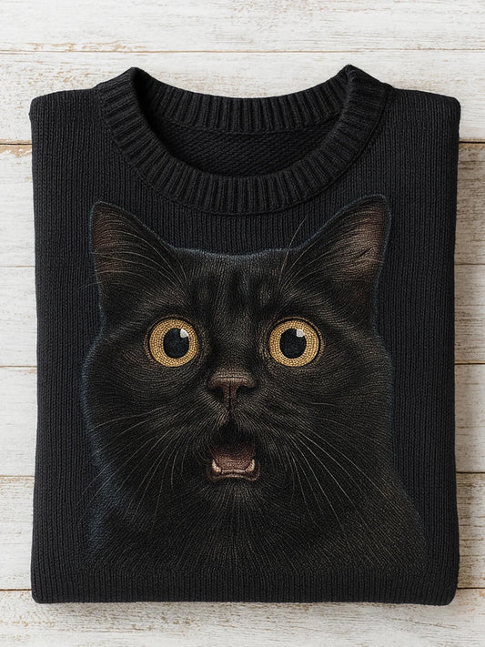 Vintage abstrakcyjny sweter z nadrukiem zwierząt na co dzień