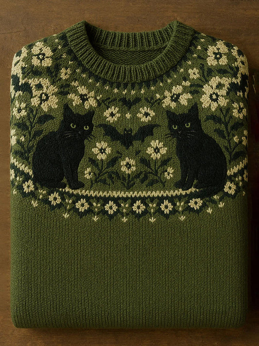 Vintage abstrakcyjny sweter z nadrukiem zwierząt na co dzień