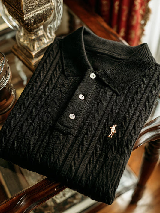 Męska koszulka polo z krótkim rękawem Retro Business Art Print Casual Comfort z dzianiny