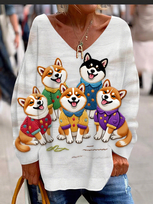 Damski Vintage Animal Print Wygodny Casual Top