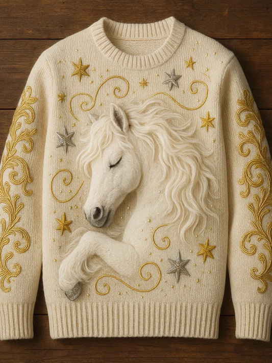 Wygodny sweter na co dzień dla kobiet w stylu vintage z nadrukiem zwierząt