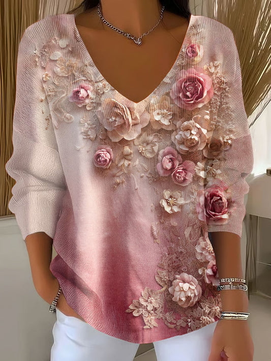 Damski Retro Print Wygodny Casual Top