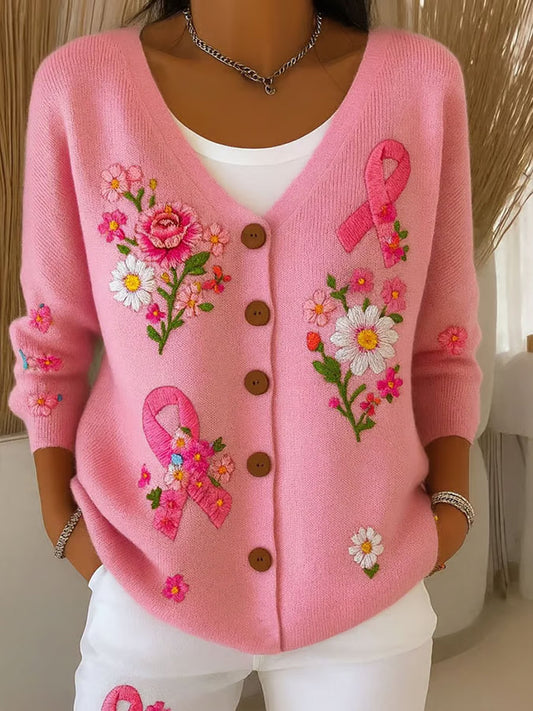 Damski kardigan z kwiatowym nadrukiem w kwiaty