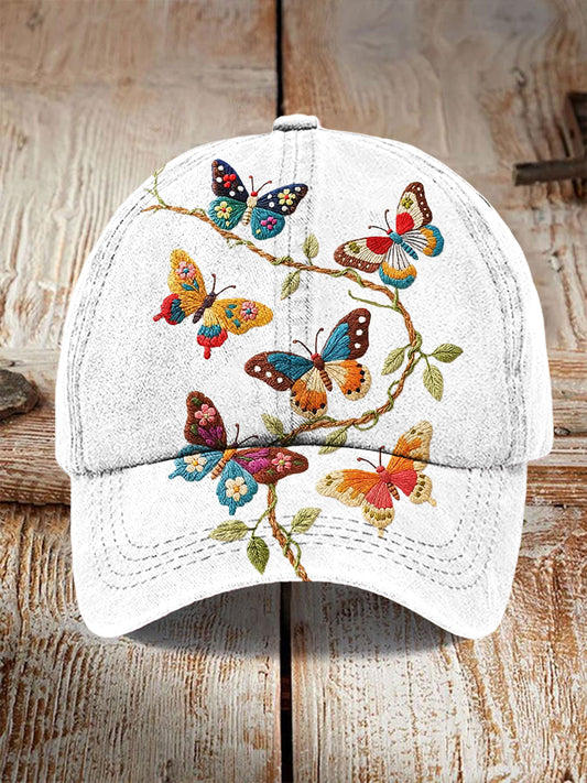 Kwiatowa czapka baseballowa z motylem