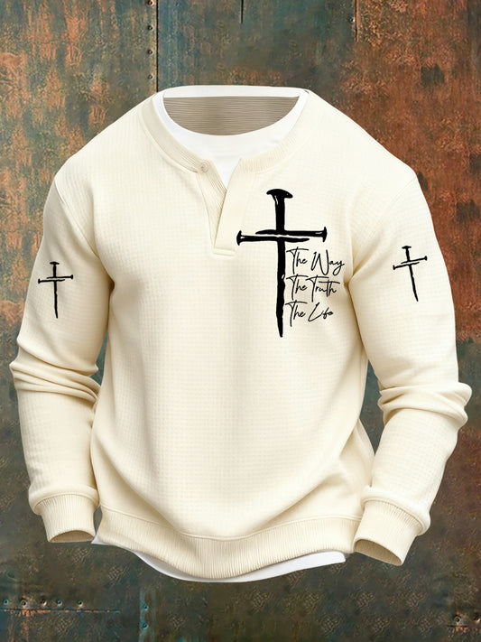 Męska artystyczna wiara w stylu vintage na co dzień fałszywa dwuczęściowa bluza