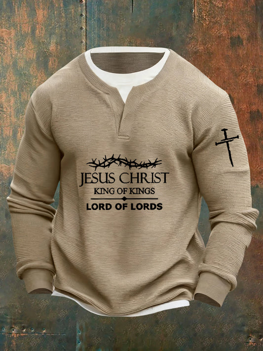 Męska artystyczna wiara w stylu vintage na co dzień fałszywa dwuczęściowa bluza