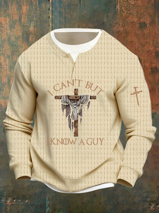 Męska artystyczna wiara w stylu vintage na co dzień fałszywa dwuczęściowa bluza