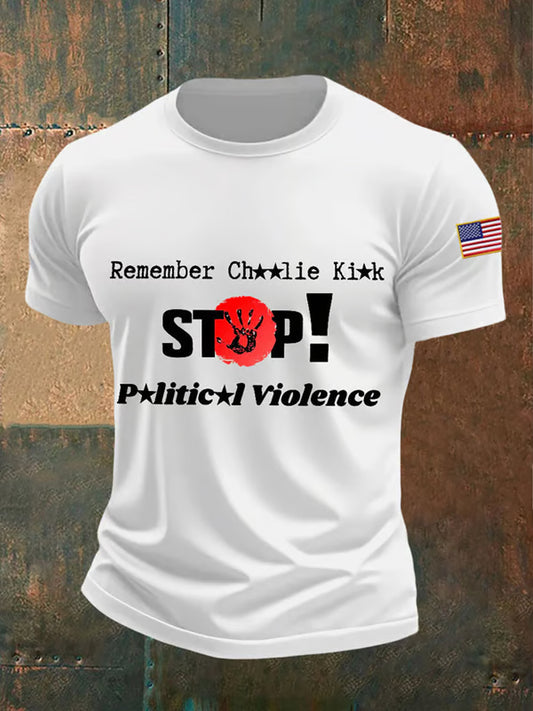 Męska koszulka pamiątkowa Charlie Kirk Turning Point USA Trump