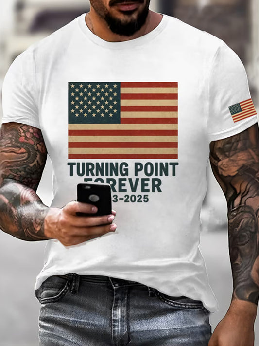 Męska koszulka pamiątkowa Charlie Kirk Turning Point USA Trump