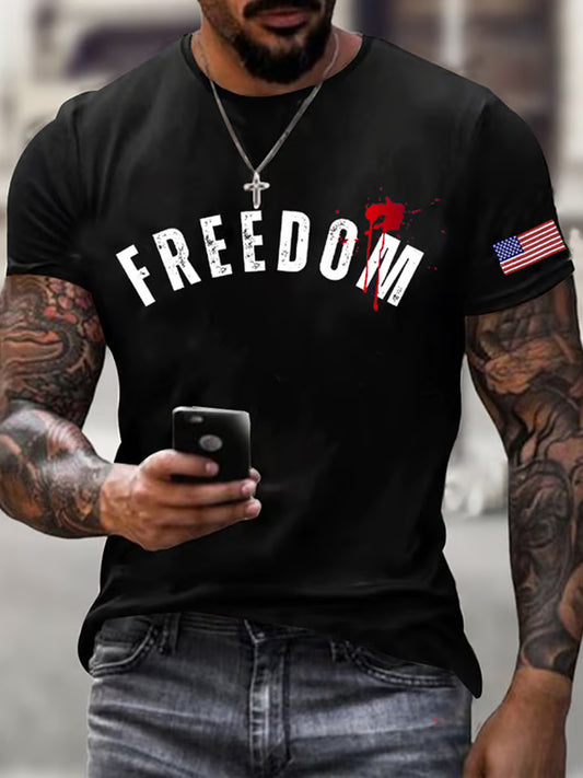 Męska koszulka pamiątkowa z nadrukiem w stylu vintage Charlie Kirk American Flag