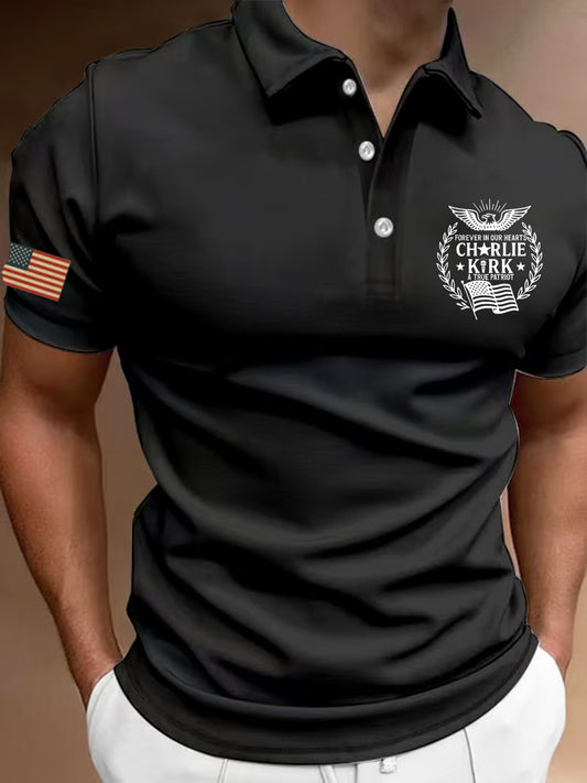 Męska bluza w stylu vintage Charlie Kirk z amerykańską flagą