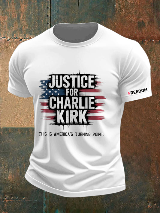 Męska koszulka z krótkim rękawem Charlie Kirk Freedom Printed Vintage Fashion Loose