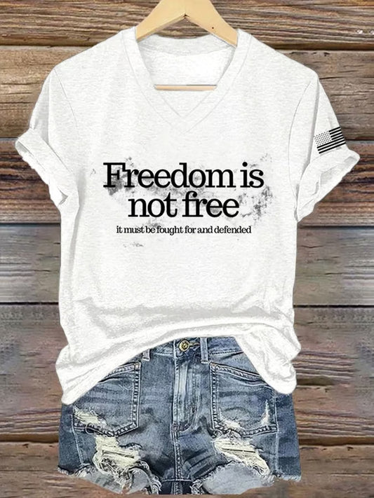 Damska pamiątkowa koszulka z nadrukiem z amerykańską flagą wolności