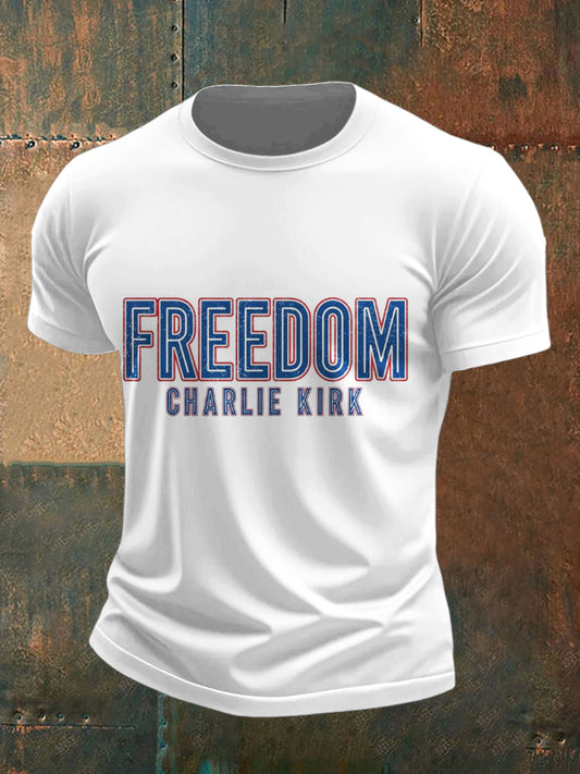 Męska koszulka z krótkim rękawem Charlie Kirk Freedom Printed Vintage Fashion Loose