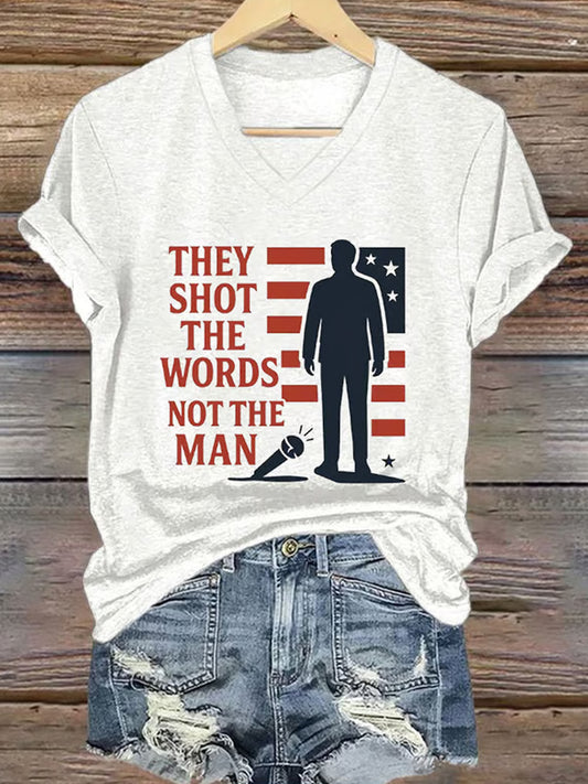 Damska pamiątkowa koszulka z nadrukiem z amerykańską flagą wolności