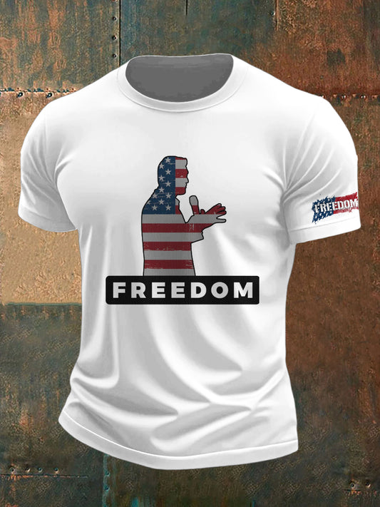 Męska koszulka z krótkim rękawem Charlie Kirk Freedom Printed Vintage Fashion Loose