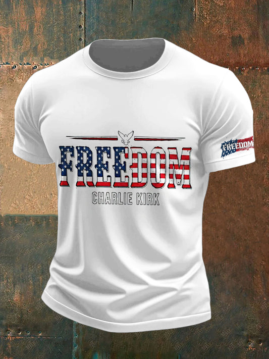 Męska koszulka z krótkim rękawem Charlie Kirk Freedom Printed Vintage Fashion Loose