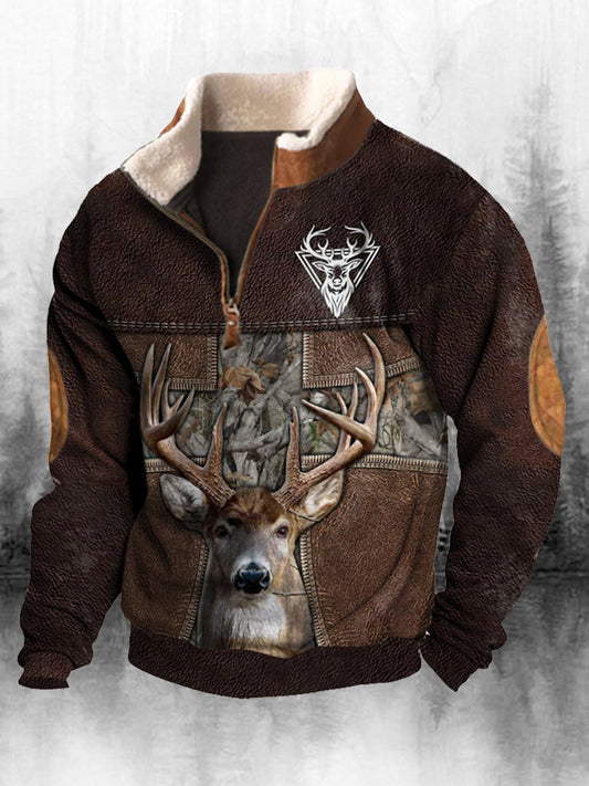 Męska koszulka z długim rękawem w stylu retro z wysokim dekoltem w stylu zachodnim