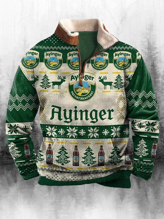 Męska koszulka z długim rękawem w stylu retro z wysokim dekoltem