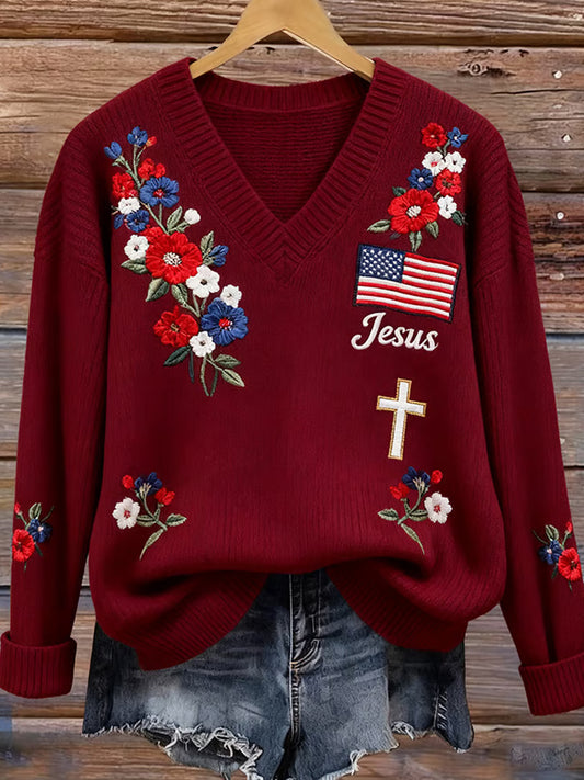 Damski sweter w stylu vintage Faith Print