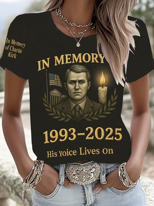 Damska pamiątkowa koszulka z nadrukiem z amerykańską flagą wolności