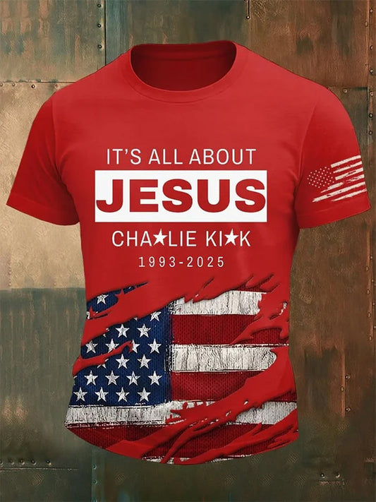 Męska koszulka pamiątkowa Charlie Kirk Turning Point USA Trump