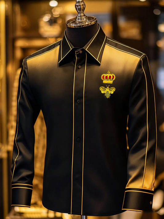 Męska biznesowa luksusowa koszula z długim rękawem w stylu biznesowym