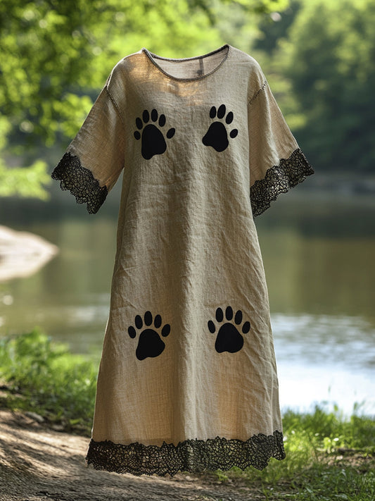 Damska koronkowa sukienka midi z koronką w stylu vintage w stylu vintage