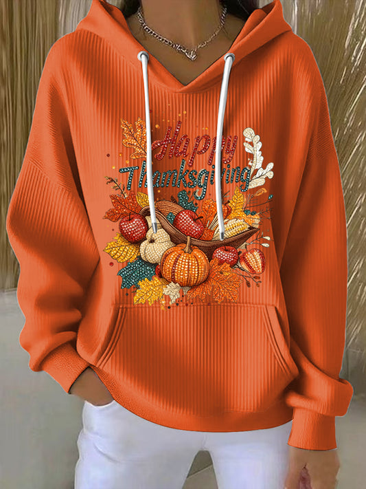 Damska dziękczynienie Dynia Maple Leaf Art Casual Bluza z kapturem