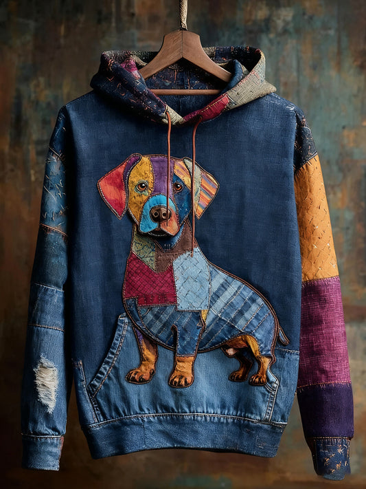 Unisex Animal Art Print Casual Vintage Bluza z kapturem