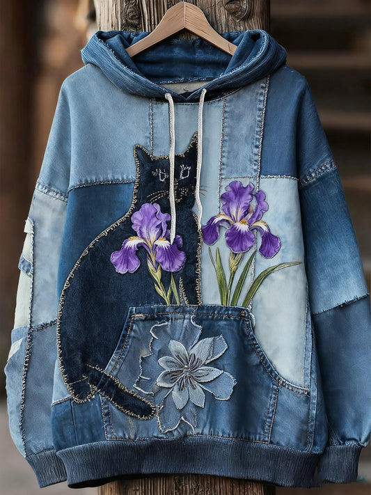 Unisex Animal Art Print Casual Vintage Bluza z kapturem