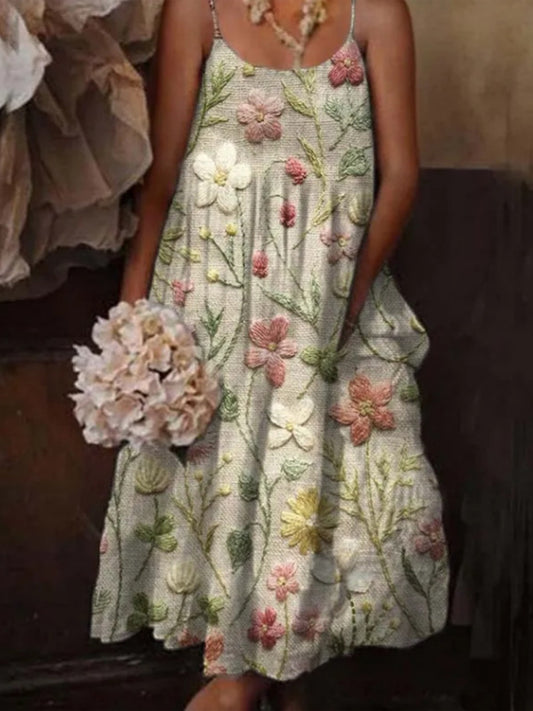 Damska sukienka w stylu kwiatowym z nadrukiem na co dzień z paskiem