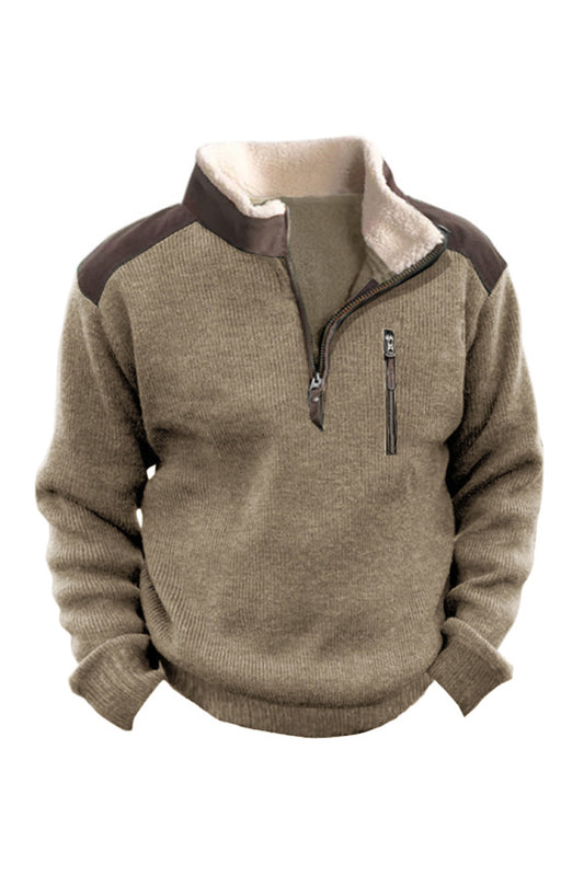 Męskie Retro Outdoor Casual Sweter Zip