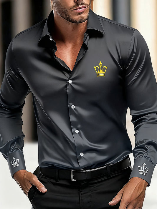Męska biznesowa luksusowa koszula z długim rękawem w stylu biznesowym