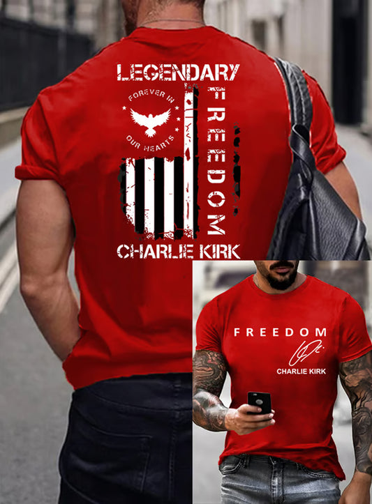 Męskie Vintage Freedom American Casual Pamiątkowy krótki rękaw