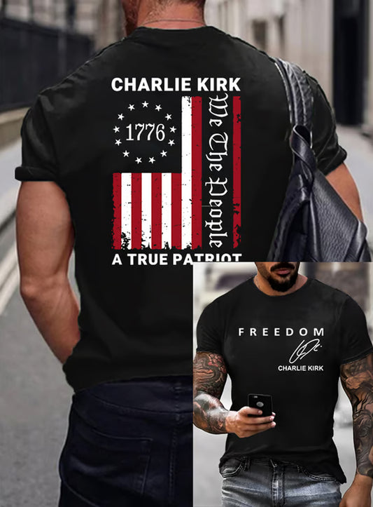 Męskie Vintage Freedom American Casual Pamiątkowy krótki rękaw