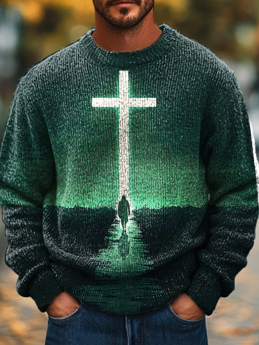 Męski sweter z krzyżem w stylu vintage