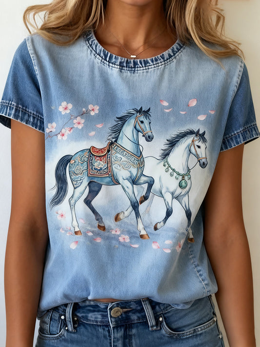 Wygodna koszulka damska Vintage Art Animal Print