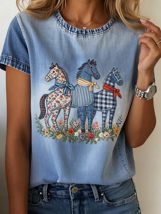 Wygodna koszulka damska Vintage Art Animal Print