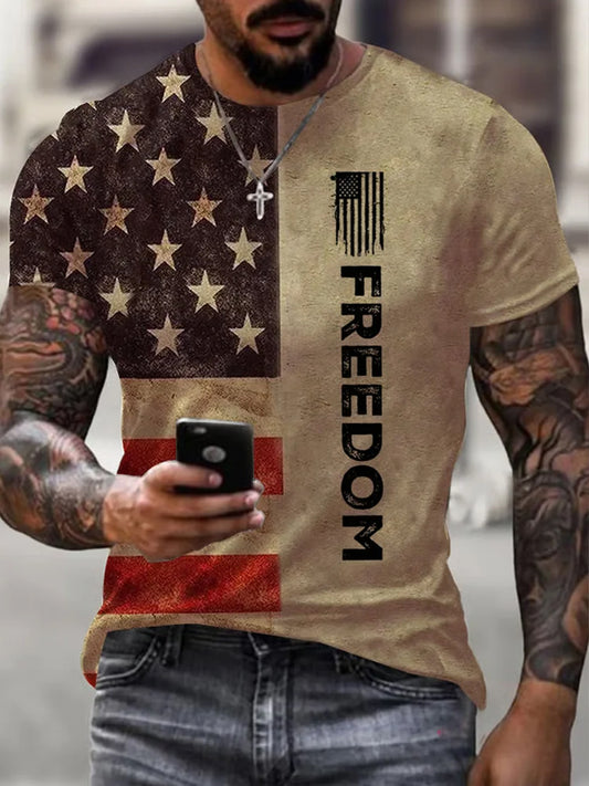 Męska koszulka pamiątkowa z nadrukiem w stylu vintage Charlie Kirk American Flag