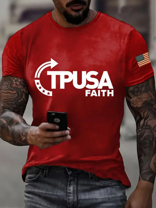 Męska koszulka pamiątkowa z nadrukiem w stylu vintage Charlie Kirk American Flag