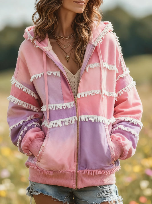 Damska bluza z kapturem z kwiatowym nadrukiem